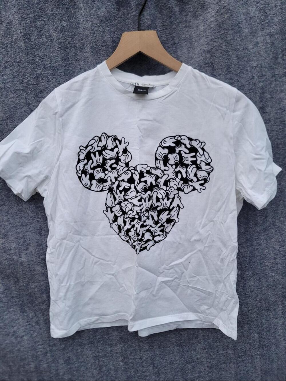 Zara x Disney Mickey Mouse "Hands" Graphic Tee Crop Retro M
